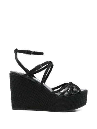 Jimmy Choo Sophisticated Woven Design Pumps With Adjustable Ankle Strap In Black