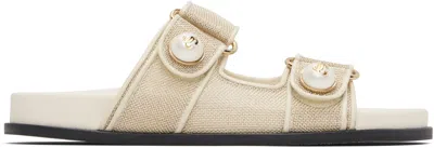 JIMMY CHOO OFF-WHITE & GOLD FAYENCE SANDALS