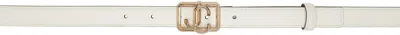 Jimmy Choo Off-white 'jc' Square Belt In Latte/light Gold