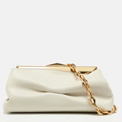 Pre-owned Jimmy Choo Off White Leather Diamond Clutch