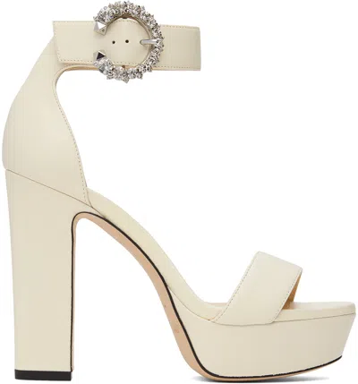 Jimmy Choo Off-white Mionne 120 Sandals In Latte/crystal