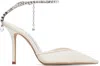 Jimmy Choo Off-white Saeda 100 Heels In Ivory/crystal