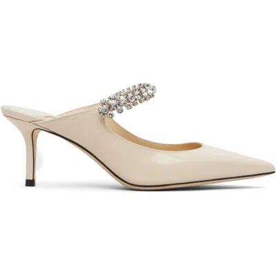 Jimmy Choo Bing 65 Patent Leather Mules In Neutral