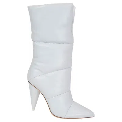 Pre-owned Jimmy Choo Off-white X  White Quilted Leather Sara 100 Boots Shoes 37