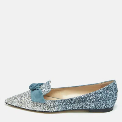 Pre-owned Jimmy Choo Ombre Blue Glitter Gabie Ballet Flats Size 36.5