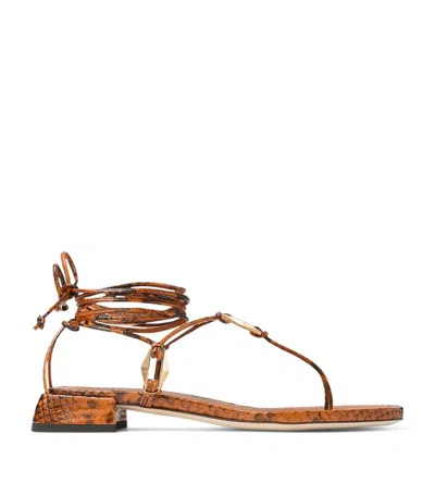 Jimmy Choo Onyxia 25 Leather Strappy Sandals In Gold