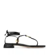 Jimmy Choo Black Nappa Leather Onyxia Thong Sandals In Multi