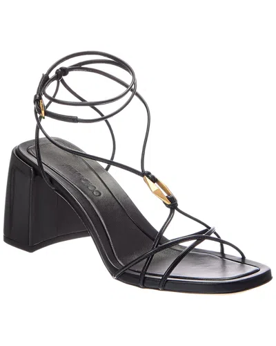 Jimmy Choo Onyxia 70 Leather Sandal In Black