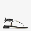 Jimmy Choo Black Nappa Leather Onyxia Thong Sandals In Black