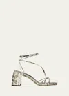 JIMMY CHOO ONYXIA STRAPPY EMBOSSED ANKLE-STRAP SANDALS