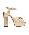 Jimmy Choo Heloise 120mm Metallic-finish Sandals In Nude