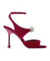 Jimmy Choo Orb 95 Velvet Sandals In Red
