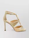 Jimmy Choo Open Toe Pearl T-bar Sandals In Neutral