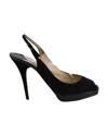 Jimmy Choo Peep-toe Slingback Pumps In Black Patent Leather In Black