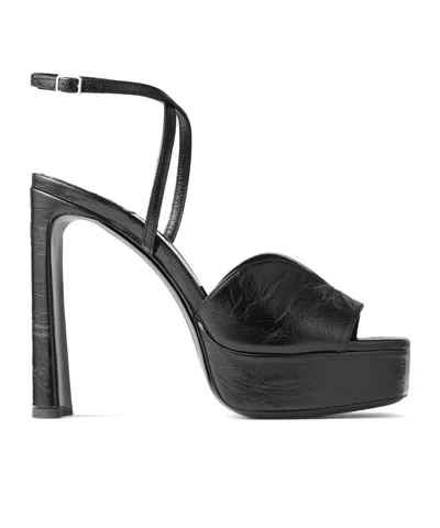 Jimmy Choo Karli 125 Leather Platform Sandals In Black