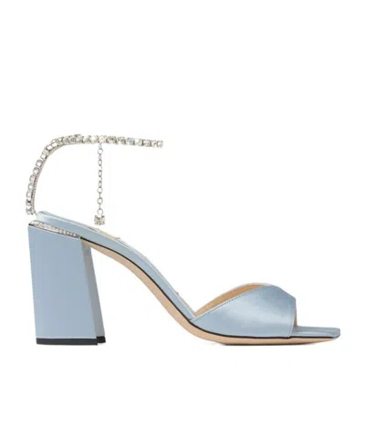 Jimmy Choo Saeda 85 Crystal-embellished Satin Sandals In Blue