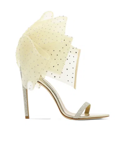 Jimmy Choo Aveline Bow Detail Heeled Sandals In White