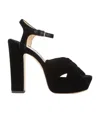 Jimmy Choo Heloise Velvet Platform Sandals In Black