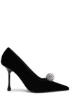 Jimmy Choo Orb 50 Crystal-embellished Velvet Pumps In Black
