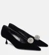 Jimmy Choo Orb 50 Crystal-embellished Velvet Pumps In Black