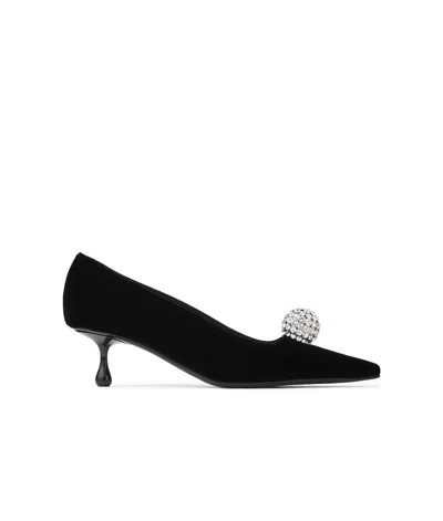 Jimmy Choo Orb 95 Velvet Pumps In Black