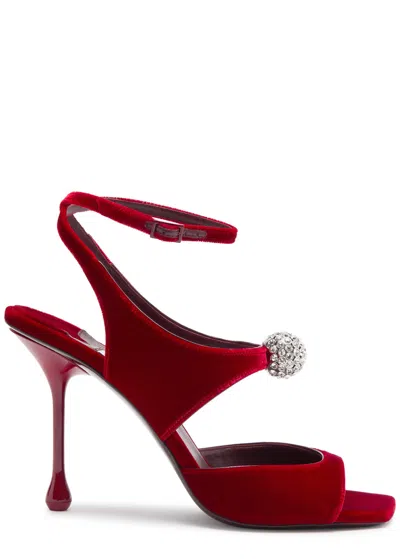 JIMMY CHOO JIMMY CHOO ORB 95 CUT-OUT VELVET SANDALS