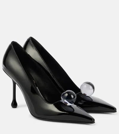 Jimmy Choo Orb 95 Embellished Patent Leather Pumps In Black