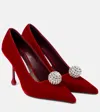 Jimmy Choo Orb 95 Embellished Velvet Sandals In Ruby Red/crystal