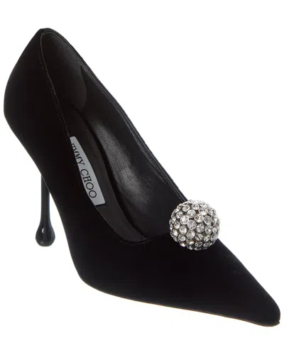 Jimmy Choo Orb 95 Velvet Pumps In Black