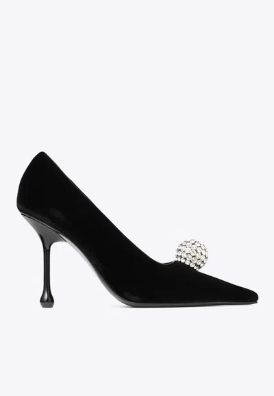 JIMMY CHOO ORB 95 VELVET PUMPS