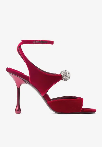 JIMMY CHOO ORB 95 VELVET SANDALS