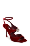 Jimmy Choo Orb 95 Velvet Sandals In Ruby Red/crystal