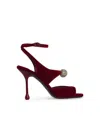 Jimmy Choo Orb 95 Velvet Sandals In Red