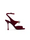 Jimmy Choo Orb 95 Velvet Sandals In Red