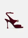 Jimmy Choo 'orb' Red Velvet Sandals In Bordeaux
