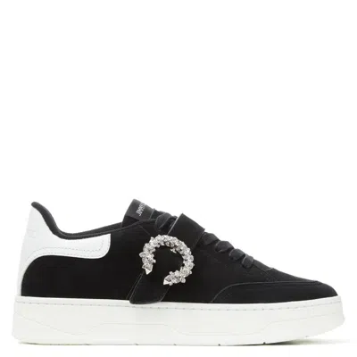 Jimmy Choo Osaka Crystal Buckle Low-top Sneakers In Black