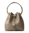 Jimmy Choo Ostrich Leather Bon Bon Top-handle Bag In Brown
