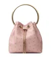 Jimmy Choo Ostrich Leather Bon Bon Top-handle Bag In Pink