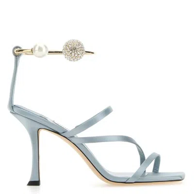 Jimmy Choo Ottilia 90 Crystal And Pearl Strap Sandals In Blue