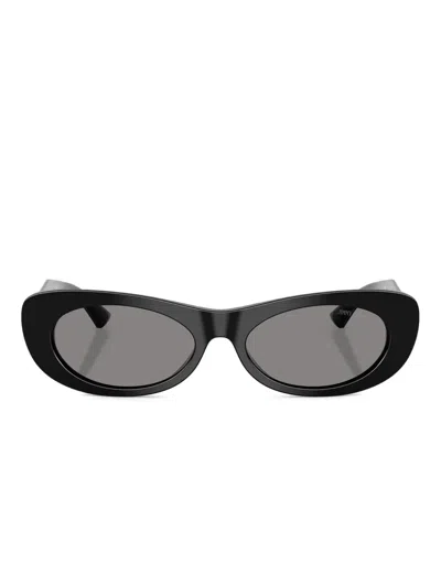 Jimmy Choo Oval-frame Logo-detail Sunglasses In Black