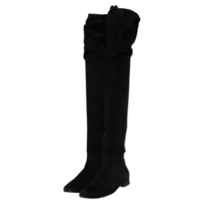 Pre-owned Jimmy Choo , Over Knee Milan Flat Boots In Black