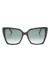 Jimmy Choo Oversize-frame Glitter Sunglasses In Black