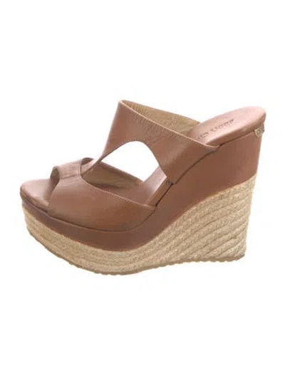 Pre-owned Jimmy Choo Pacane Leather Espadrilles In Brown