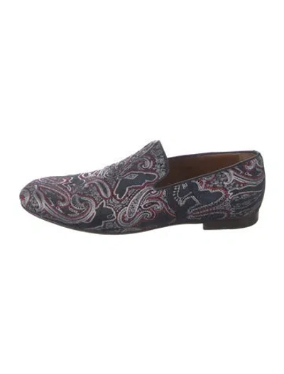 Pre-owned Jimmy Choo Paisley Print Embroidered Accent Loafers In Blue