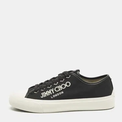 Pre-owned Jimmy Choo Palma M Size 45 Black Canvas And Leather Low Top Sneakers