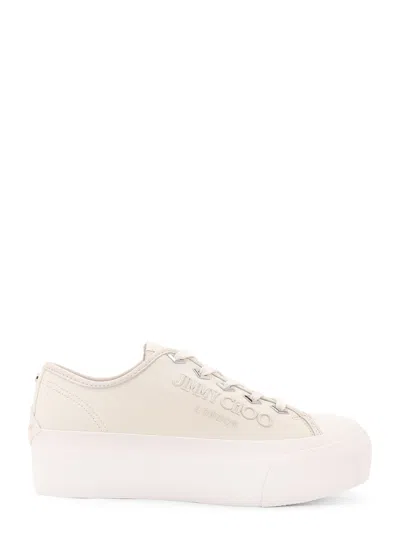 Jimmy Choo Palma Maxi Low-top Canvas Sneakers With Plateau In White