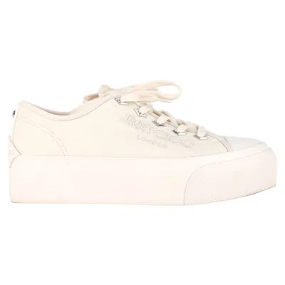 Jimmy Choo Palma Maxi Platform Sneakers In White Canvas In Neutral