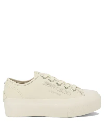 Jimmy Choo Palma Maxi Flatform Sneakers In White