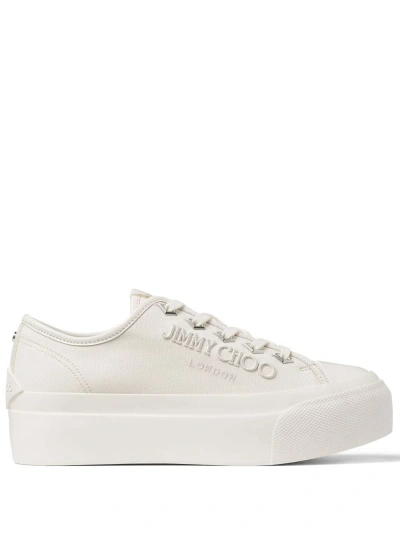 Jimmy Choo Logo Embroidered Platform Lace In White