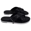 Jimmy Choo Palmo Embellished Slide Flat Sandals In Black Leather In Black
